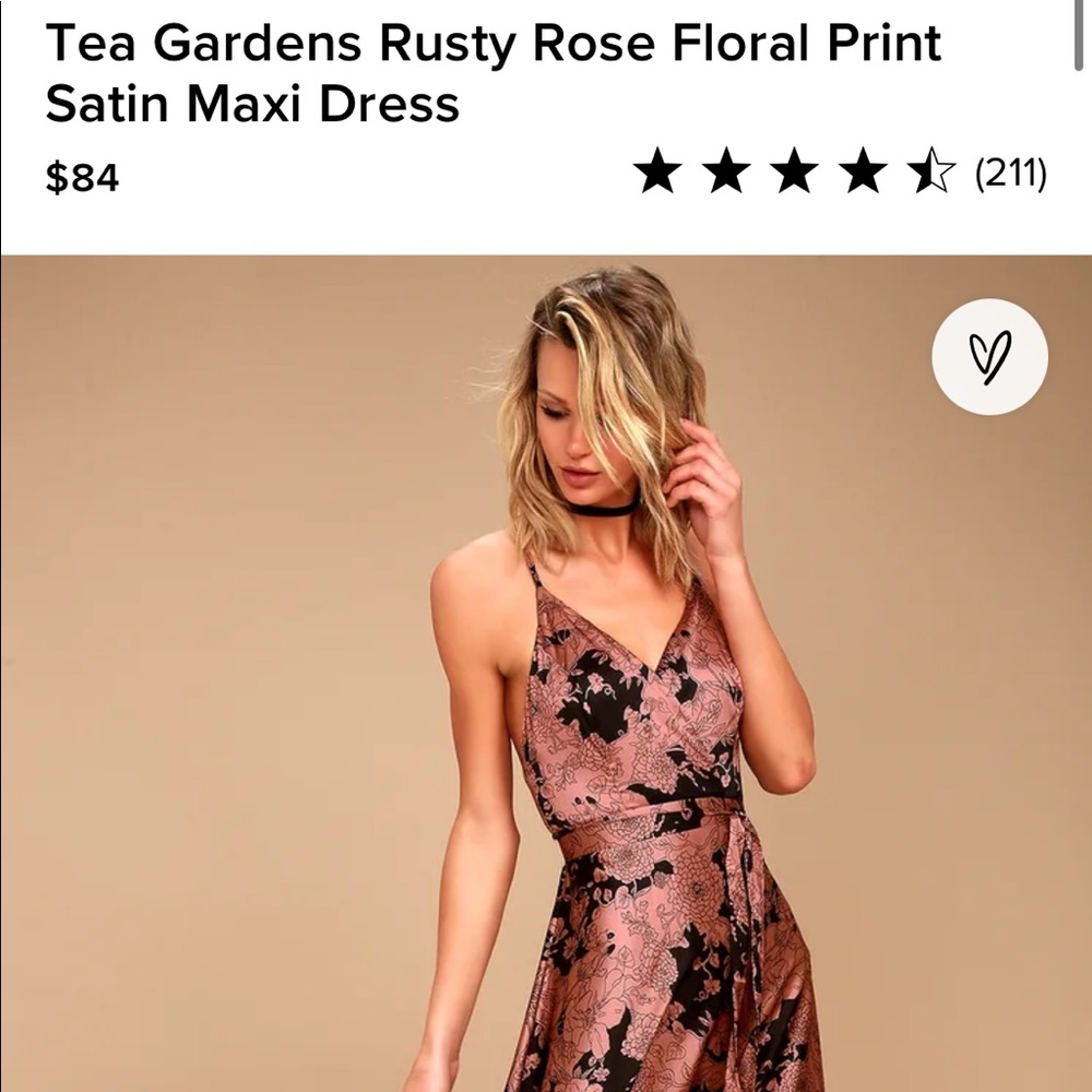Lulus Tea Gardens Rusty Rose Floral Print Satin Maxi Dress
